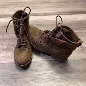 ROCK & CANDY By ZiGi Brown Combat Boots Lace Fold Down size 6